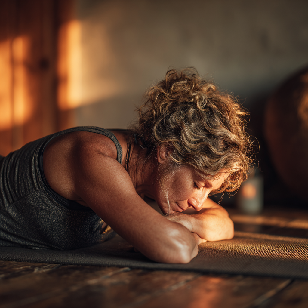 Instructor guiando a adulto mayor en postura de yoga